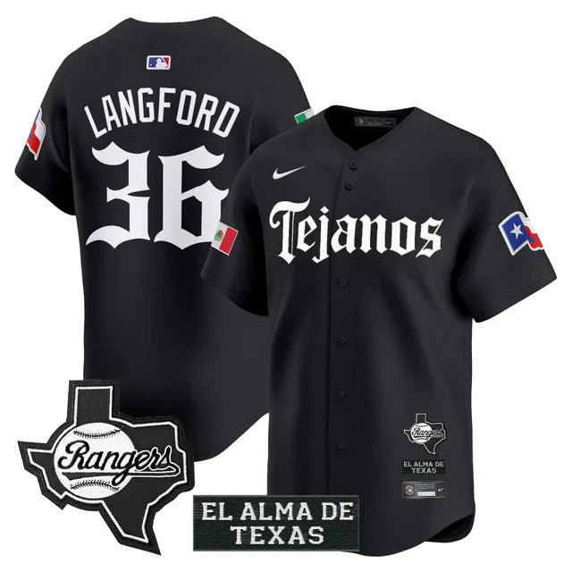 Wyatt Langford Texas Rangers Mexico Tejano Barrio Jersey