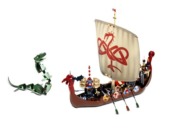 7018 Viking Ship challenges the Midgard Serpent (Certified) LEGO Vikings product image 1, provided for visual reference and
