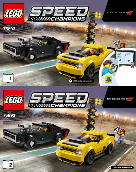 75893 2018 Dodge Challenger SRT Demon and 1970 Dodge Charger R/T (Used) LEGO Speed Champions product image 2, provided for