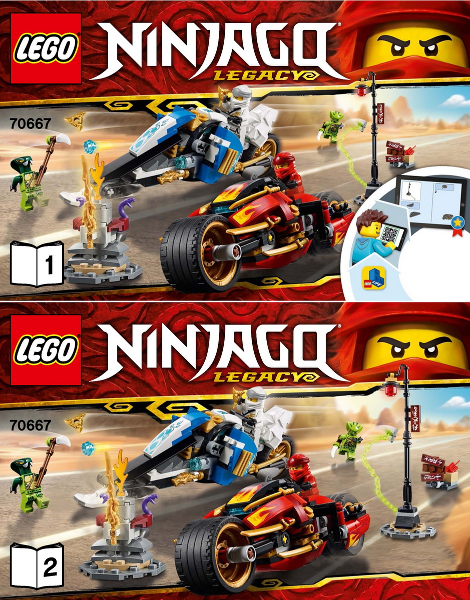 70667 Kai's Blade Cycle & Zane's Snowmobile (Used) LEGO Ninjago product image 2, provided for visual reference and product