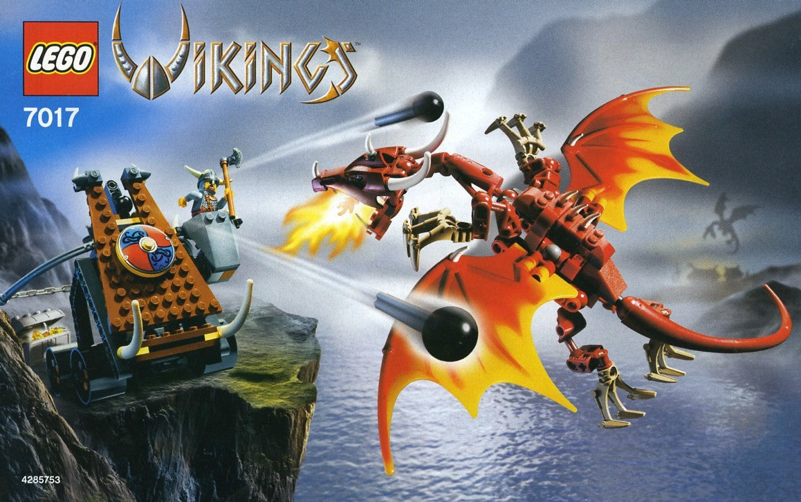 7017 Viking Catapult versus the Nidhogg Dragon (Certified) LEGO Vikings product image 2, provided for visual reference and