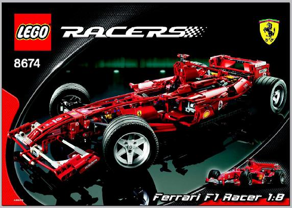 8674 Ferrari F1 Racer 1:8 (Certified) LEGO Racers product image 2, provided for visual reference and product detail review