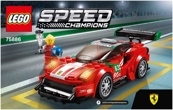 75886 Ferrari 488 GT3 Scuderia Corsa (Used) LEGO Speed Champions product image 2, provided for visual reference and product