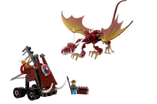 7017 Viking Catapult versus the Nidhogg Dragon (Used) LEGO Vikings product image 1, provided for visual reference and