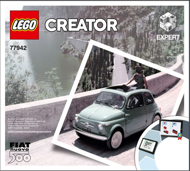 77942 Fiat 500 (Bright Light Blue Edition) (Certified) LEGO Creator Expert product image 2, provided for visual reference