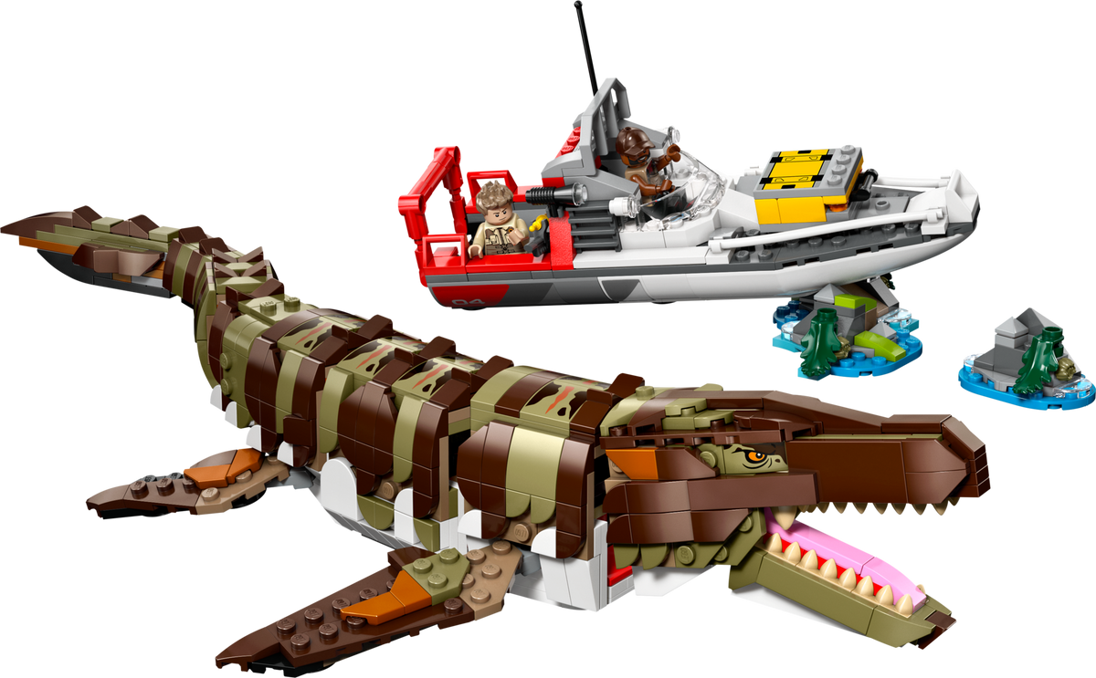 76974 Brick-Built Mosasaurus Boat Mission (Used) LEGO Jurassic World product image 1, provided for visual reference and