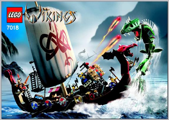 7018 Viking Ship challenges the Midgard Serpent (Used) LEGO Vikings product image 2, provided for visual reference and
