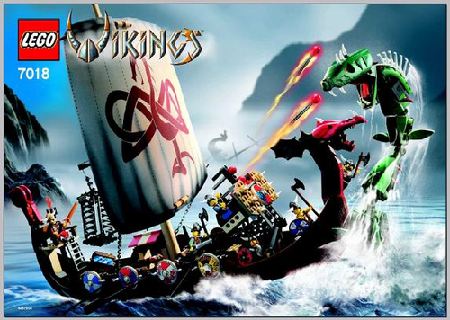 7018 Viking Ship challenges the Midgard Serpent (Used) LEGO Vikings product image 2, provided for visual reference and