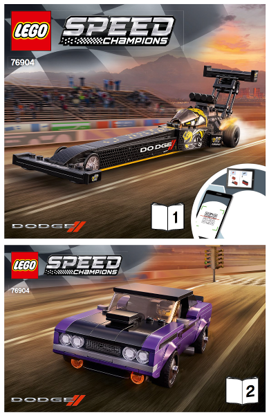 76904 Mopar Dodge//SRT Top Fuel Dragster and 1970 Dodge Challenger T/A (Used) LEGO Speed Champions product image 2, provided